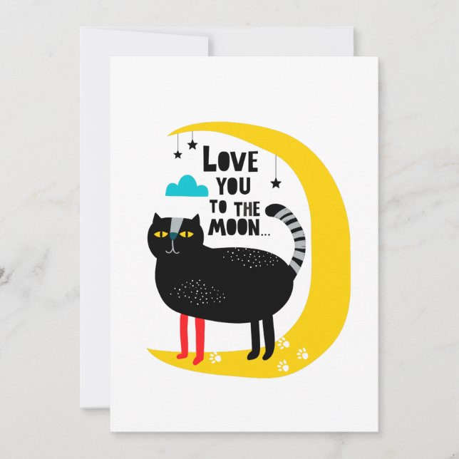 Carte De Correspondance Chat sur la lune (Devant)