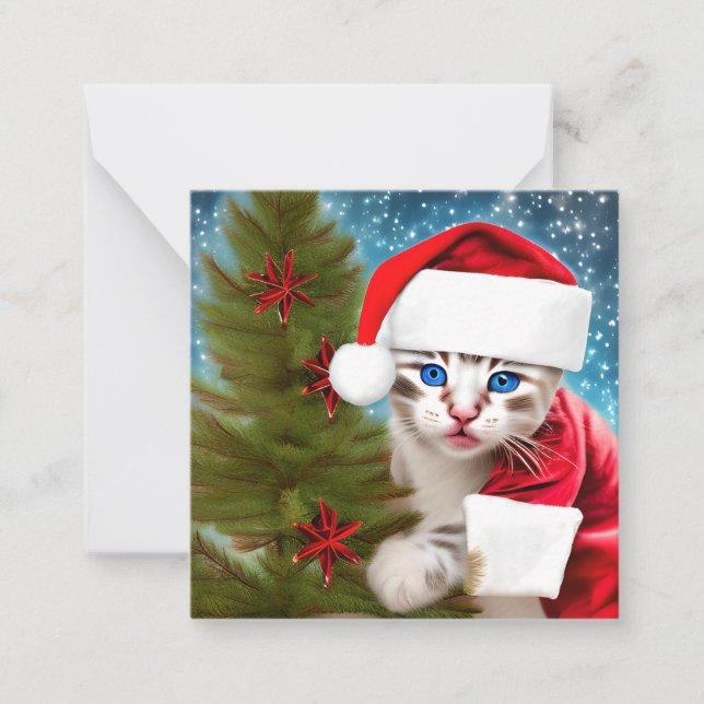Carte De Correspondance Chaton de Noël adorable (Devant)