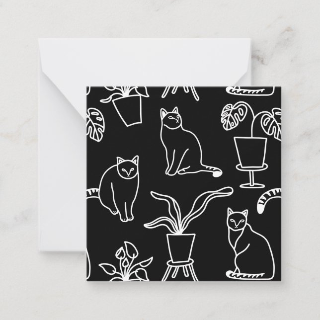 Carte De Correspondance Chats blancs en noir (Devant)