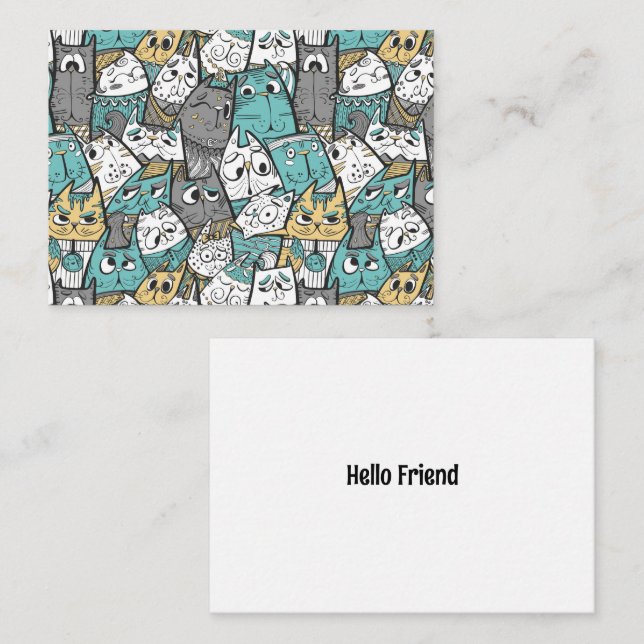 Carte De Correspondance Chats caricaturaux amusants (Devant / Derrière)