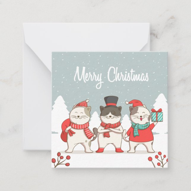 Carte De Correspondance Chats de Noël (Devant)