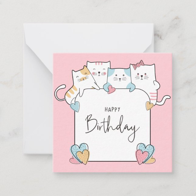 Carte De Correspondance Chats Joyeux anniversaire (Devant)