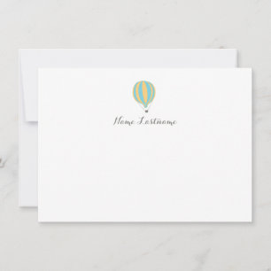 Carte De Correspondance Chaud Air Balloon bleu Jaune papeterie personnalis