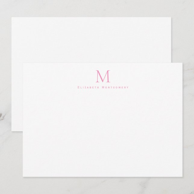 Carte De Correspondance Chaussure de ballet Monogramme moderne rose (Devant / Derrière)