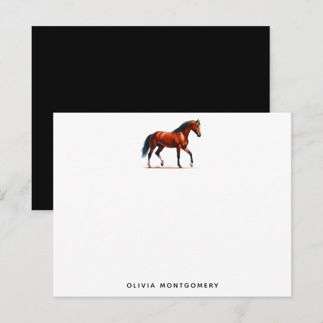 Carte De Correspondance Cheval aquarelle personnelle (Devant / Derrière)