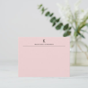 Carte De Correspondance Chic Blush rose moderne Monogramme Nom initial