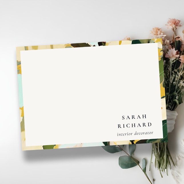 Carte De Correspondance Chic Boho Coloré Ocre Jaune Peint Floral (Créateur téléchargé)