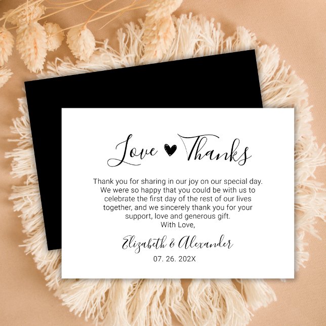 Carte De Correspondance Chic Elegance Coeur Script Mariage Merci (Créateur téléchargé)