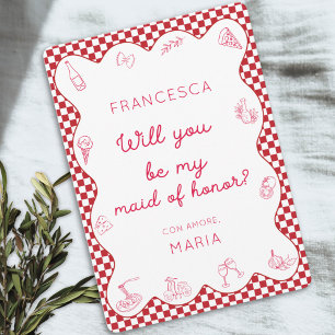 Carte De Correspondance Chic Italien à thème amusant femme d'honneur propo
