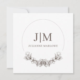 Carte De Correspondance Chic minimaliste Monogramme Cadre Floral