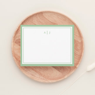 Carte De Correspondance Chic minimaliste Sage Vert Deux Monogramme Bordure