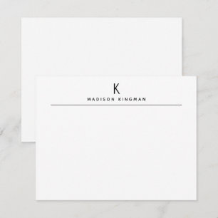 Carte De Correspondance Chic Monogramme Initial Nom Moderne Noir et Blanc