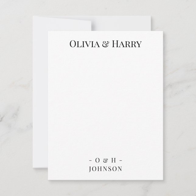 Carte De Correspondance Chic Monogramme Mariage noir blanc (Devant)