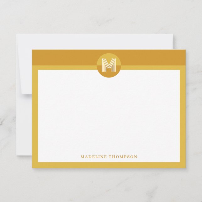 Carte De Correspondance Chic moutarde jaune géométrique Monogramme moderne (Devant)