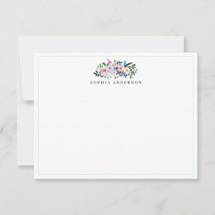 Carte De Correspondance Chic Rose rose Peony Boho Plumes rustiques