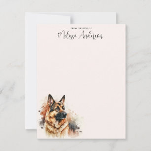 Carte De Correspondance Chien berger allemand Moderne Aquarelle Chiot