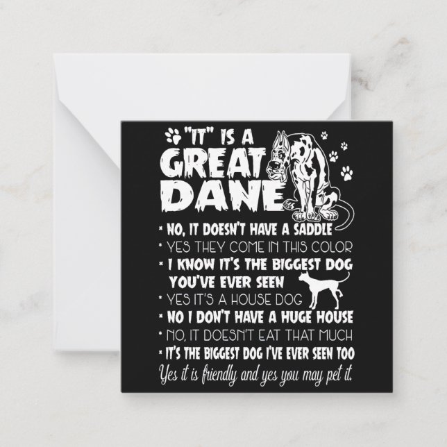 Carte De Correspondance Chien | C'est un grand Danois (Devant)
