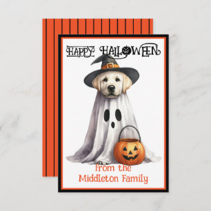 Carte De Correspondance Chien chiot jaune du Labrador Halloween heureux