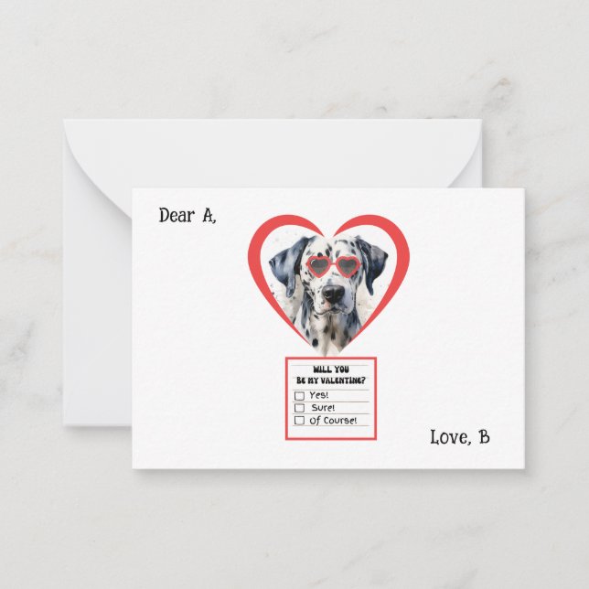 Carte De Correspondance Chien dalmate personnalisable Valentine (Devant)