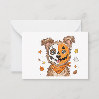 Carte De Correspondance Chien de Halloween Mignon Demi-Squelette Demi-Citr