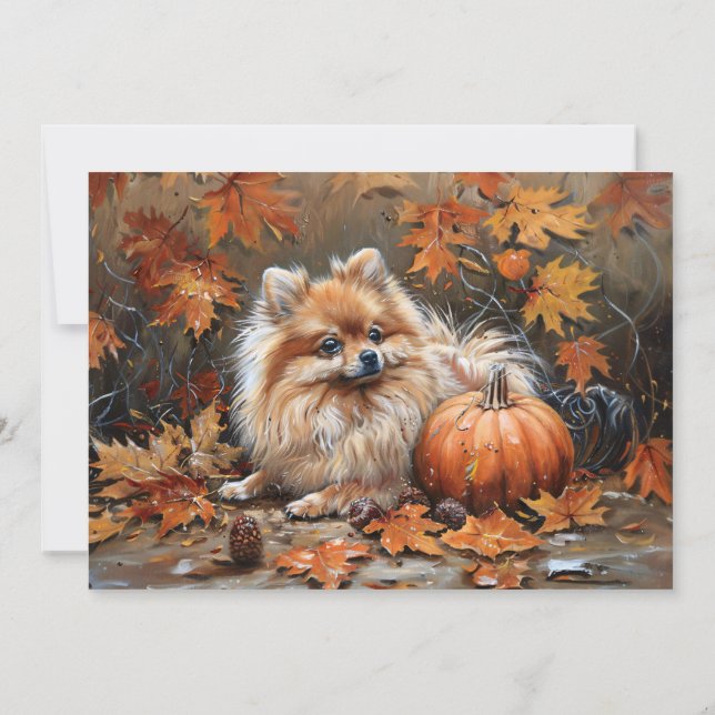 Carte De Correspondance Chien de Poméranie Nom personnalisé Automne (Dos)