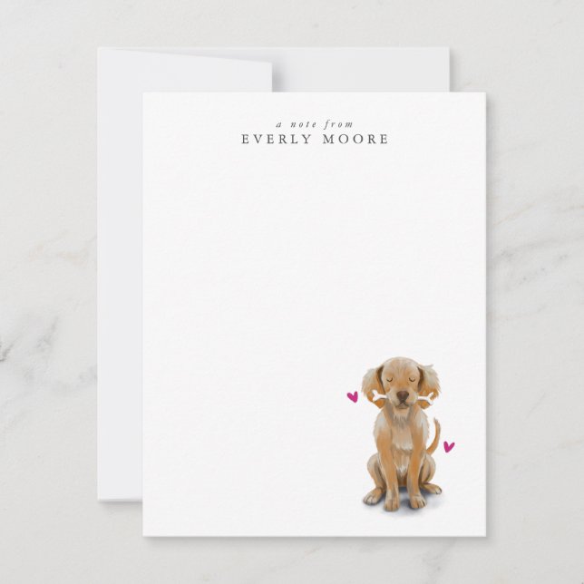 Carte De Correspondance Chien mignon avec os (Devant)