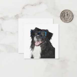 Carte De Correspondance Chien noir et blanc avec lunettes noir à l'intérie
