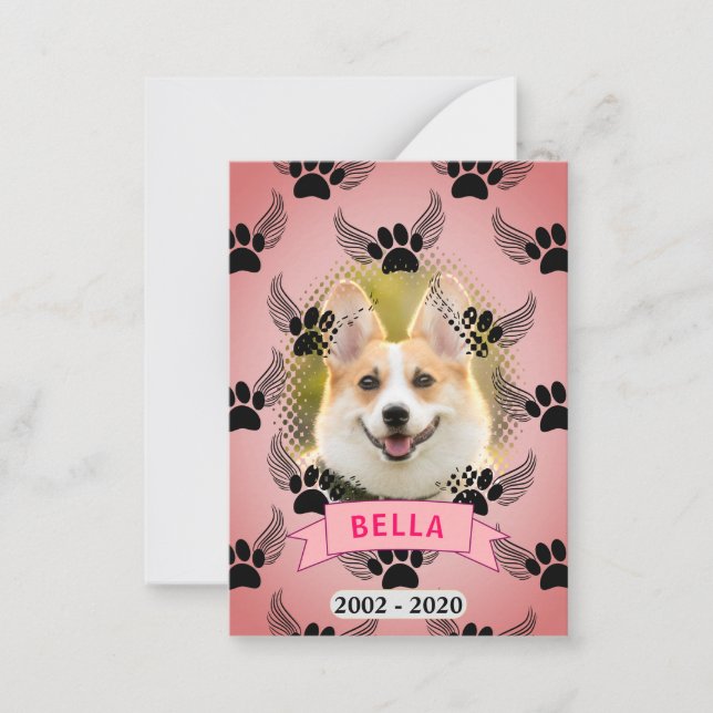 Carte De Correspondance Chien Pet Memorial Personnalisé rose (Devant)