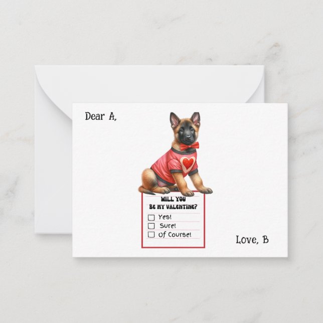Carte De Correspondance Chiffre Allemand Personnalisé Chien Chien Valentin (Devant)