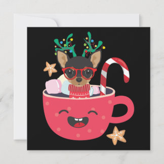 Carte De Correspondance Chihuahua dans une tasse de Noël
