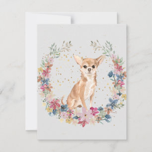 Carte De Correspondance Chihuahua Fleurs de printemps de Chien Monogramme