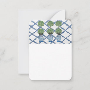 Carte De Correspondance Chinoiserie Topiary Ginger Jar Flat