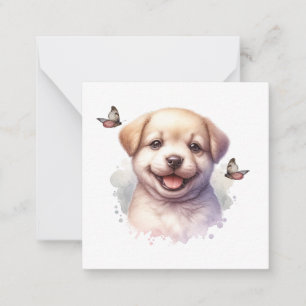 Carte De Correspondance Chiot et papillons
