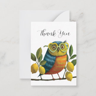 Carte De Correspondance Chouette Colorée Merci