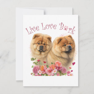 Carte De Correspondance Chow Chow Chien Maman Florale