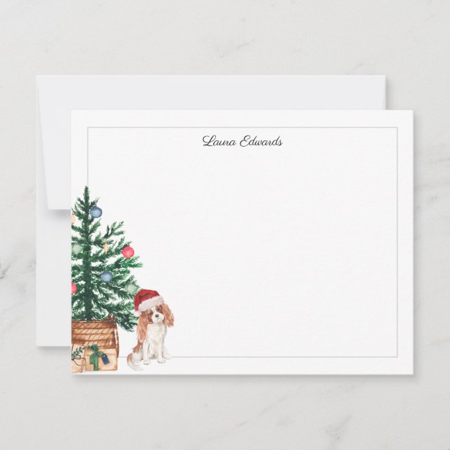 Carte De Correspondance Christmas Tree Cavalier King Charles Spaniel (Devant)