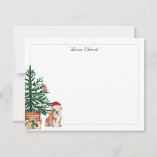 Carte De Correspondance Christmas Tree English Bulldog Holiday