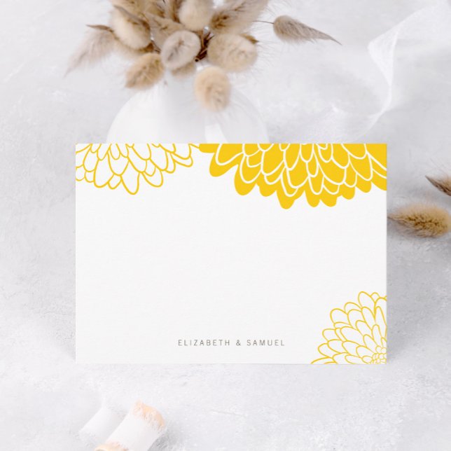 Carte De Correspondance Chrysanthèmes jaune blanc Papeterie personnalisée (Créateur téléchargé)