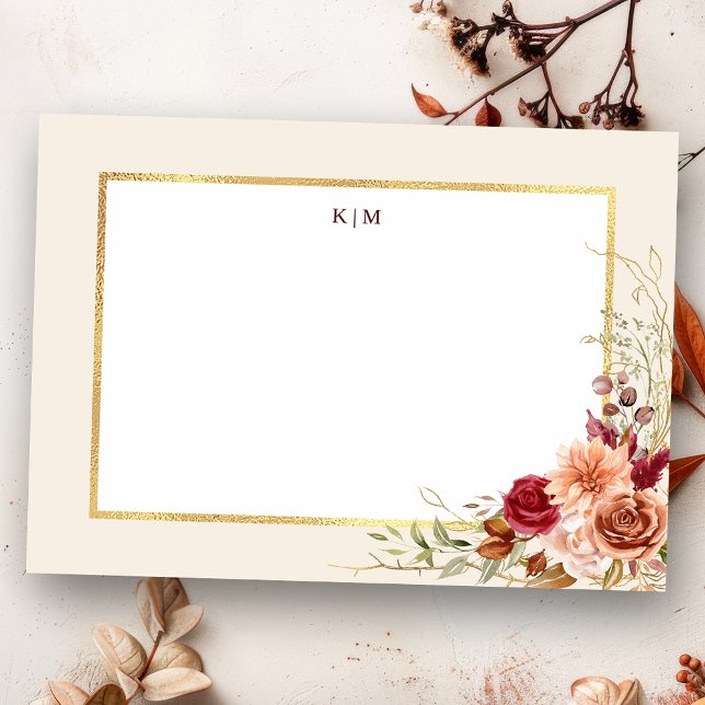 Carte De Correspondance Chute dorée Terracotta Floral (Créateur téléchargé)