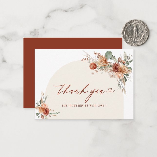 Carte De Correspondance Chute en amour fleurs aquarelle nuptiale (Devant/Arrière en situation)