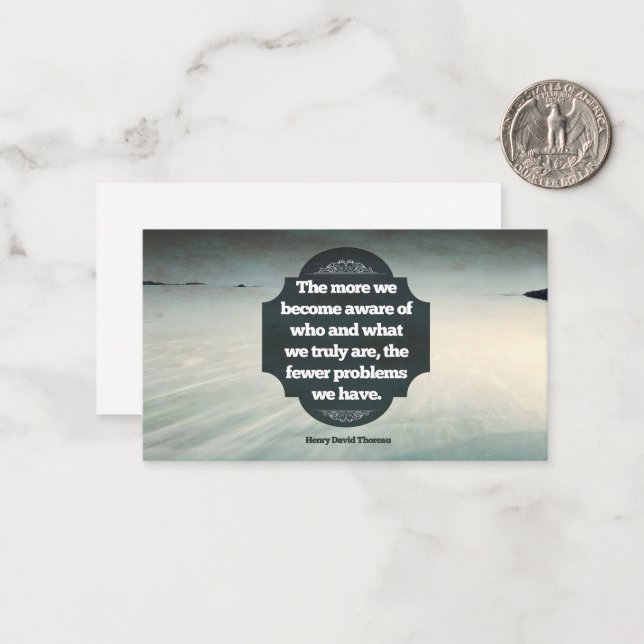 Carte De Correspondance Citation Inspirationnelle de Henry David Thoreau " (Devant/Arrière en situation)