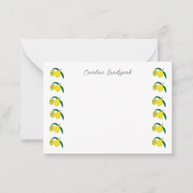 Carte De Correspondance Citrons mignons et nom personnalisé (Devant)