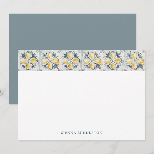 Carte De Correspondance Citrons rustiques Carreaux méditerranéens Personna (Devant / Derrière)