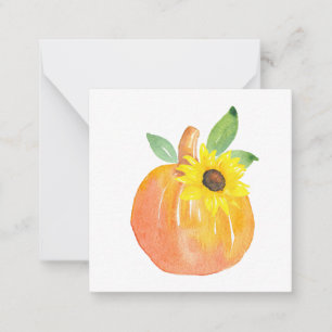Carte De Correspondance Citrouille aquarelle et tournesol