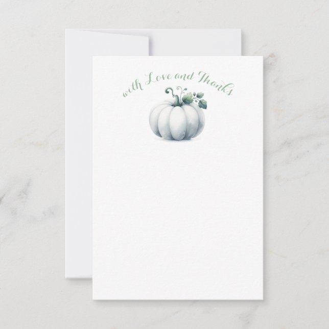Carte De Correspondance Citrouille blanc Merci note - Baby shower d'automn (Devant)