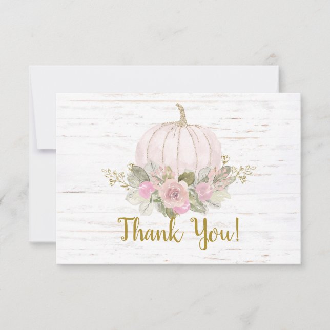 Carte De Correspondance Citrouille rose merci Note Card (Devant)