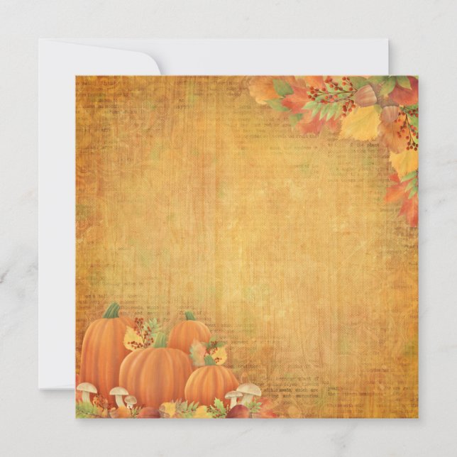 Carte De Correspondance Citrouilles d'automne et illustration du feuillage (Devant)