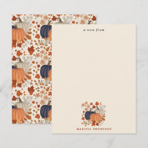 Carte De Correspondance Citrouilles Fleurs Sauvages Feuilles d'Automne Rus