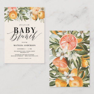 Carte De Correspondance Citrus, orange + fête de bébé en fleur