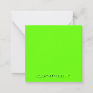 Carte De Correspondance Clair Neon brillant couleur verte brillant Calligr